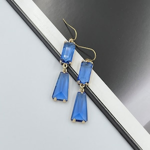 Sapphire Blue Crystal Earrings, Deep Blue Drop Earrings, Blue Dangle Earrings, Blue Wedding Jewelry, Blue Statement Earrings |8
