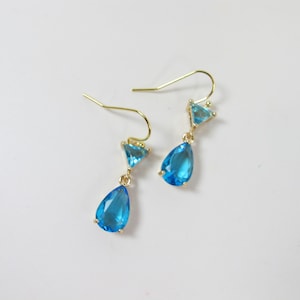 Aqua Blue Crystal Statement Earrings, Aqua Blue Teardrop Earrings, Aquamarine Earrings, Blue Topaz Earrings, Bridal Wedding Earrings |2