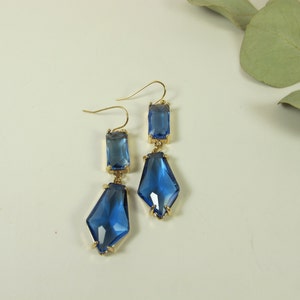 Sapphire Blue Crystal Earrings, Deep Blue Drop Earrings, Blue Dangle Earrings, Blue Wedding Jewelry, Blue Statement Earrings |8