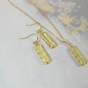Statement Yellow citrine Earrings and necklace set, November Birthstone jewelry,Yellow citrine Drop Earrings, Yellow Crystal jewelry|1