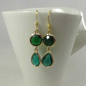 Emerald Green Earrings, Royal Green Earrings, Green Wedding Jewelry, Green Earrings, Green Crystal Earrings, Green Teardrop Earrings |9