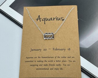 Aquarius Sign Necklace, Aquarius Necklace, Aquarius Pendant, Best Friend Gift, Zodiac Pendant Necklace, Zodiac Horoscope Constellation