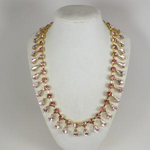 Chunky Pink peach crystal necklace, pink statement necklace, sparkling pink, evening necklace, special occasion pink crystal chain necklace