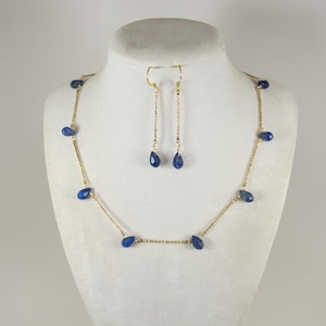 Statement blue Lapis Lazuli Charm Necklace and earrings set, Blue Charm Necklace, Lapis Lazuli Stone Charm Necklace, blue earrings |box4