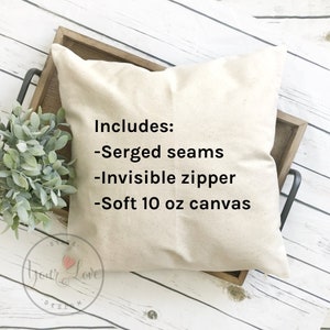 14x14 Blank Pillow Covers 10oz WHITE or NATURAL Wholesale Cotton Canvas Pillow Blank Perfect For Stencils, Painting, Embroidery, HTV image 3