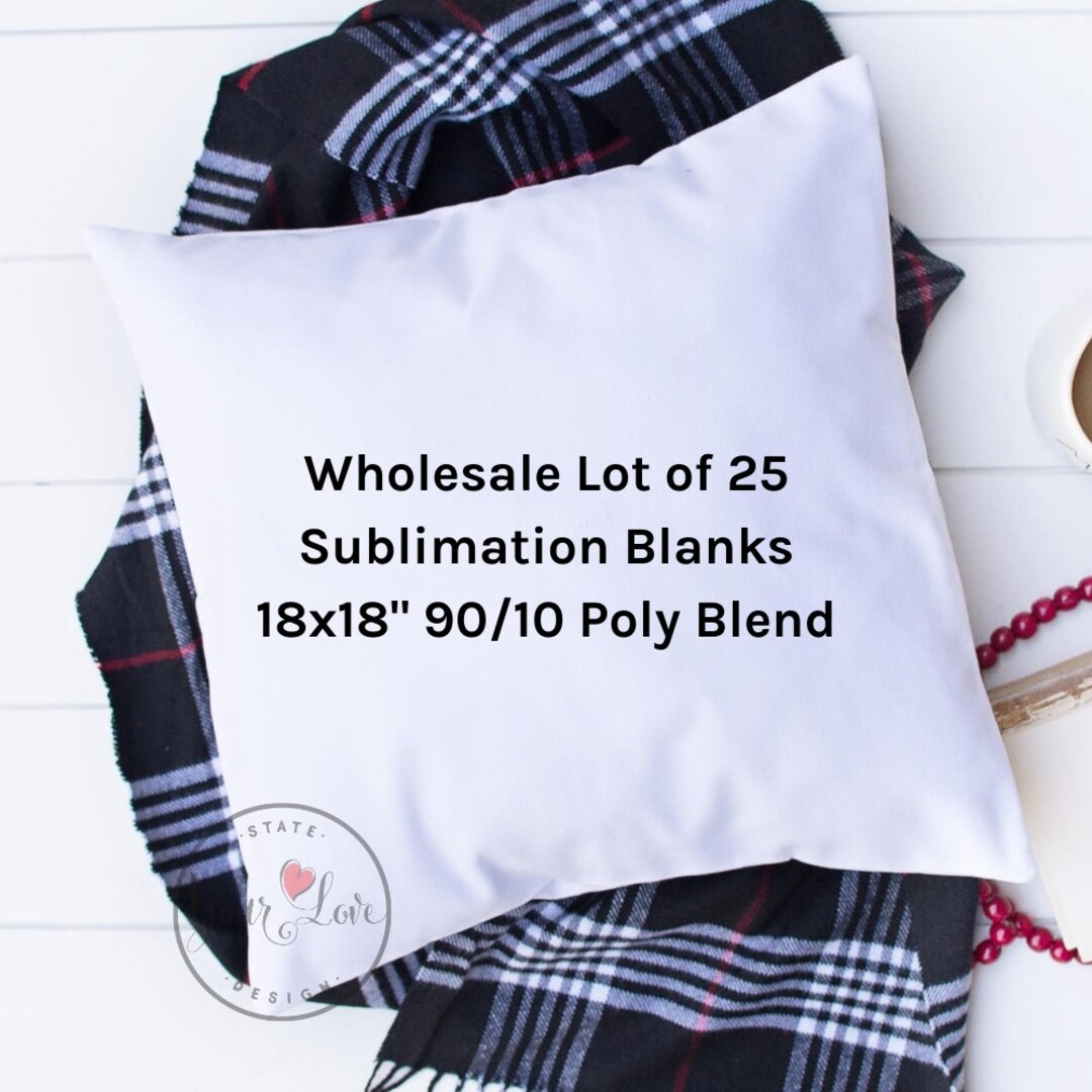 Lot of 25 18x18 Sublimation Pillow Blanks WHITE or NATURAL Poly/Cotton