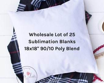 Lot of 25 18x18 Pillow Blanks | WHITE or NATURAL Poly/Cotton Canvas Pillow Covers | For Dye Sub, Embroidery, HTV | Washable + Wrinkle Free