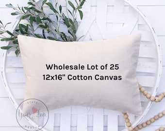 25 12x16 - 10oz WHITE or NATURAL Cotton Canvas Pillow Cover Blanks - Wholesale Lot of 25 - Perfect For Stencils, Painting, Embroidery, HTV