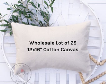 25 ébauches de taie d'oreiller en toile de coton blanc ou naturel 10 oz - Lot de 25 en gros - Parfait pour les pochoirs, la peinture, la broderie, HTV
