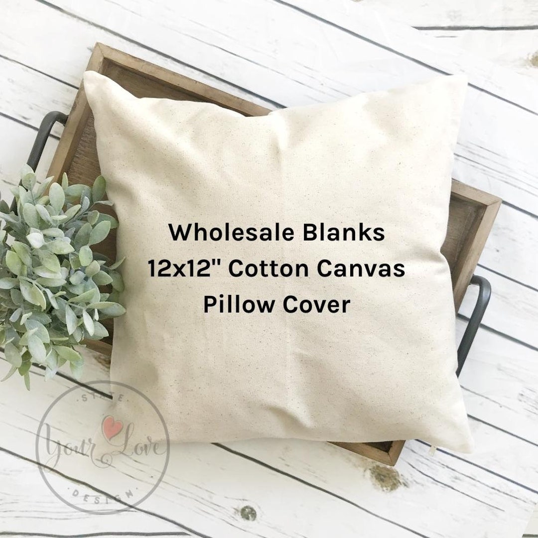 12x12 Blank Pillow Covers 10oz WHITE or NATURAL Wholesale Cotton Canvas Pillow Blanks Perfect