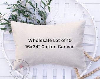 10 housses d’oreiller vierges 16x24 | Blanc, NATUREL Toile Blanks | Toile de coton Lumbar Throw Pillow | Parfait pour la peinture, l’artisanat, Htv