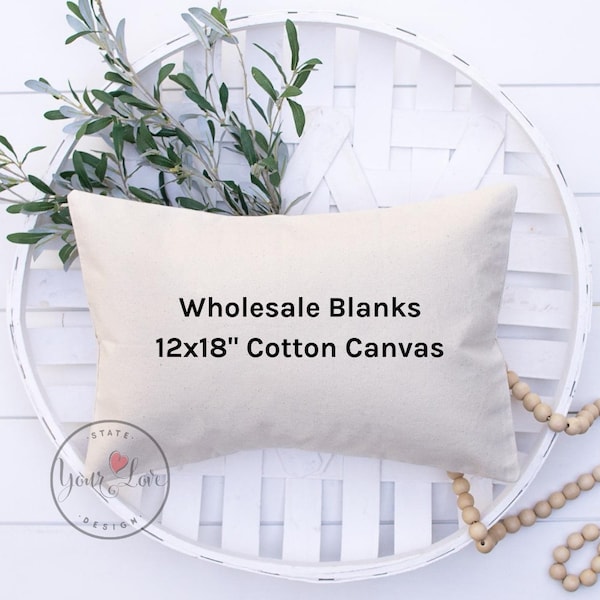 12x18 Pillow Cover Blanks | 10oz WHITE or NATURAL Wholesale Cotton Canvas Pillow Cover Blank | Perfect For Stencils, Painting, Embroidery