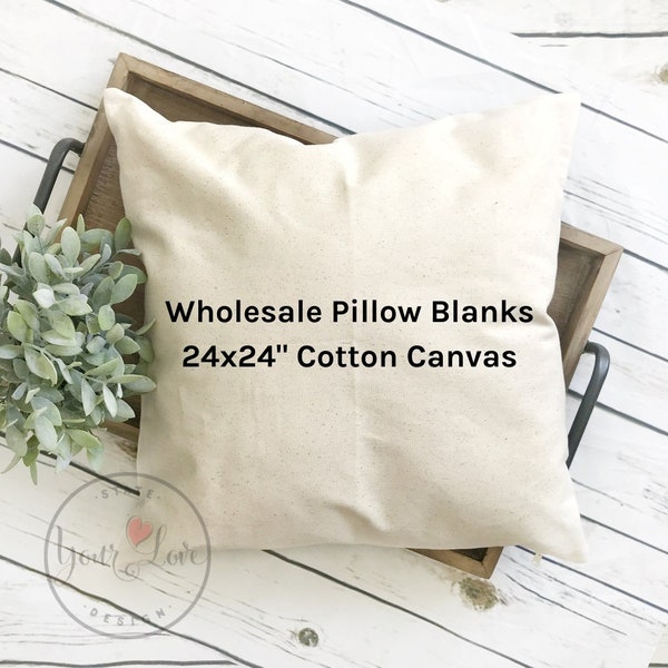 24x24 Pillow Cover Blanks | 10oz WHITE or NATURAL Wholesale Cotton Canvas Pillow Blank | Perfect For Stencils, Painting, Embroidery, HTV