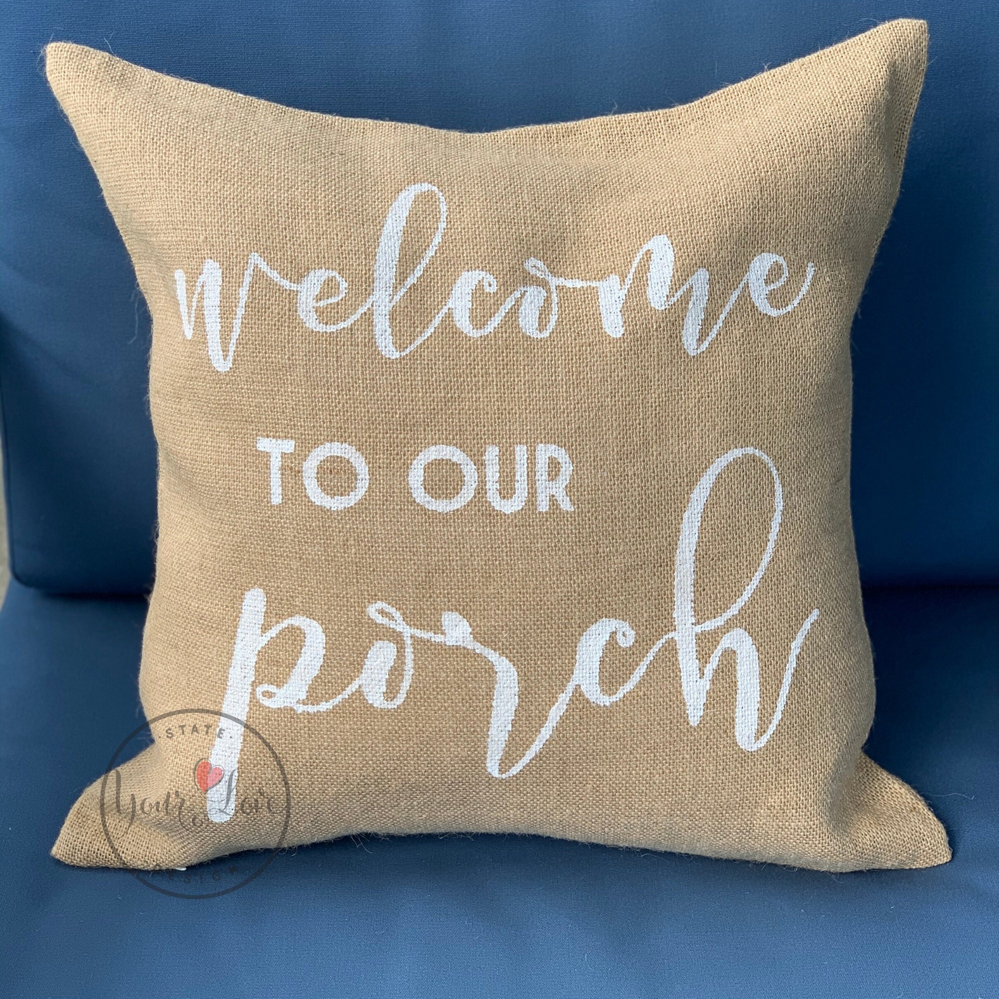Burlap Throw Pillow Cover Welcome To The Porch