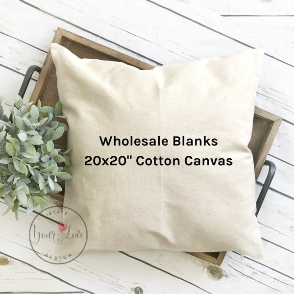 20x20 | Blank Pillow Covers | 10oz WHITE or NATURAL Wholesale Cotton Canvas Pillow Blank | Perfect For Stencils, Painting, Embroidery, HTV
