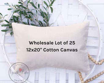 25 ébauches de taie d'oreiller en toile de coton blanc ou naturel 10 oz - Lot de 25 en gros - Parfait pour les pochoirs, la peinture, la broderie, HTV