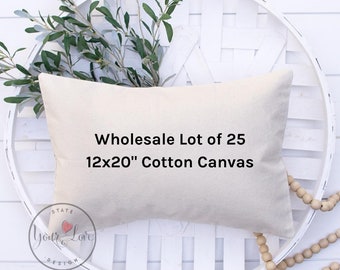 25 12x20 - 10oz WHITE or NATURAL Cotton Canvas Pillow Cover Blanks - Wholesale Lot of 25 - Perfect For Stencils, Painting, Embroidery, HTV