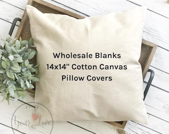 14x14 | Blank Pillow Covers | 10oz WHITE or NATURAL Wholesale Cotton Canvas Pillow Blank | Perfect For Stencils, Painting, Embroidery, HTV