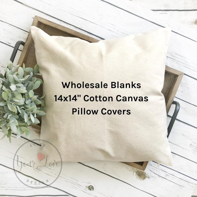 14x14 Blank Pillow Covers 10oz WHITE or NATURAL Wholesale Cotton Canvas Pillow Blank Perfect For Stencils, Painting, Embroidery, HTV Natural