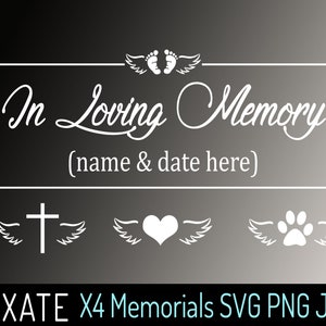 En la memoria amorosa SVG PNG JPG, Memorial Clip Art, Miscarriage Clipart, Baby Feet Angel Wings Clip Art, Perro Gato Memorial Archivo Digital