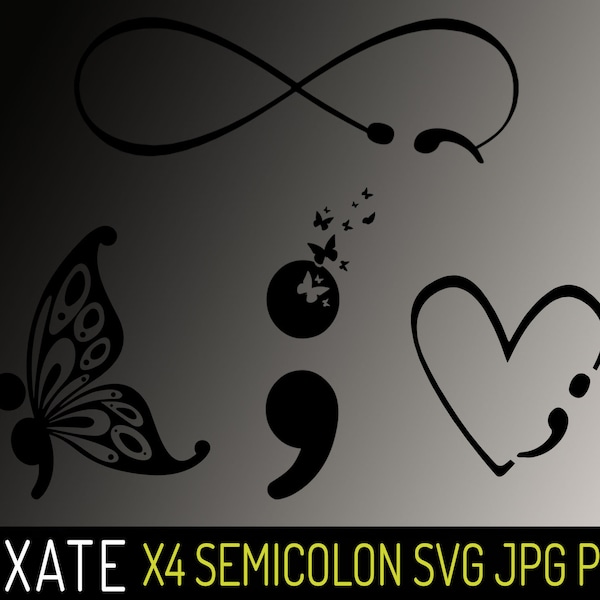 Semicolon SVG PNG JPG Bundle, Suicide Awareness Clipart, Suicide Survivor, In Loving Memory Cut Files, My Story Isn't Over