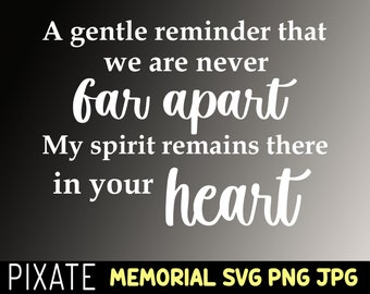 We Are Never Far Apart My Spirit Remains There In Your Heart, Memorial Clipart, Tribute To A Loved One, In Loving Memory SVG PNG JPG Files