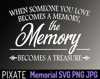 When Someone You Love Becomes a Memory, Memorial Saying Quote, Memorial SVG PNG JPG, In Loving Memory, Grief Mourning Loss Clip Art