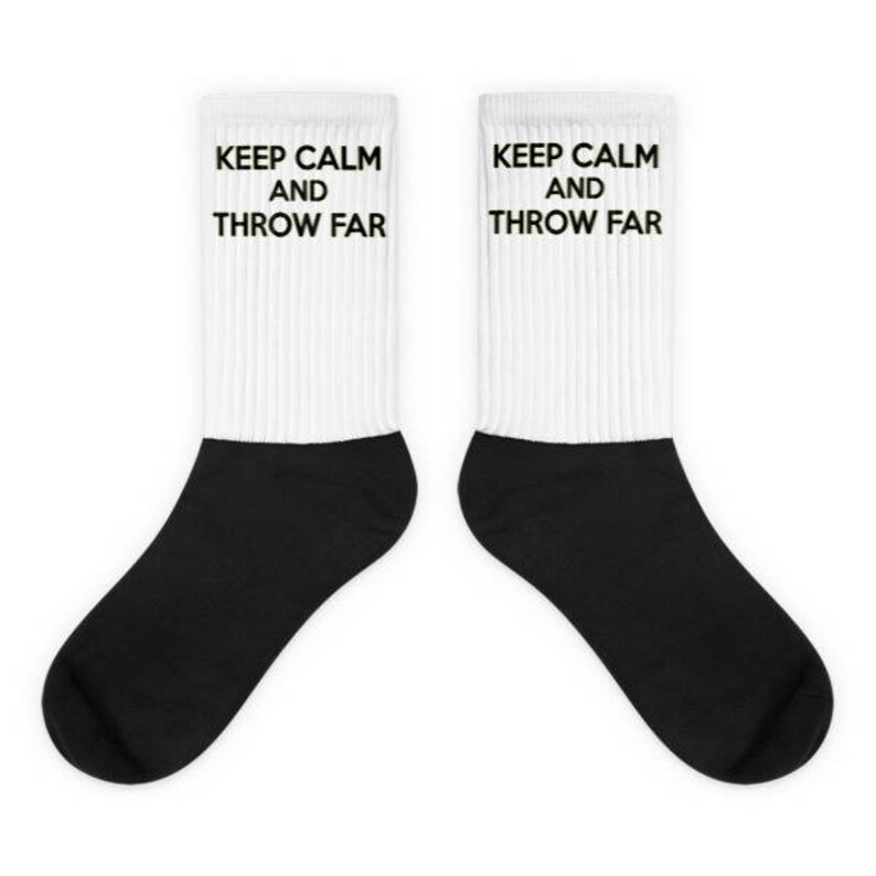 Track /& Field Keep Calm Throw Far Thrower Black foot socks- Shot Put Hammer Discus Javelin Throw Socks Gift