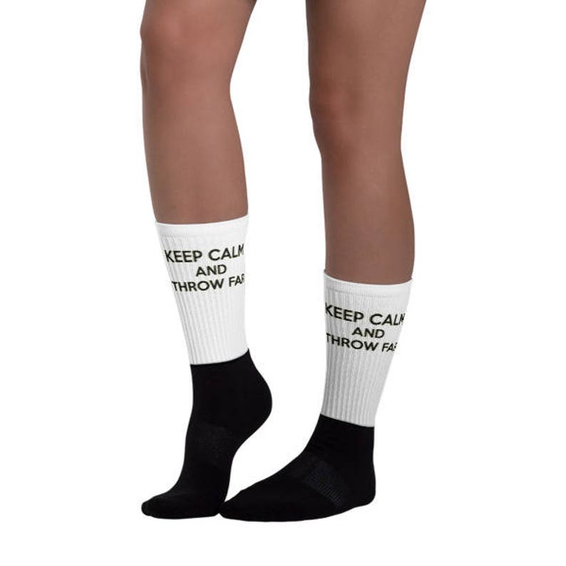 Track /& Field Keep Calm Throw Far Thrower Black foot socks- Shot Put Hammer Discus Javelin Throw Socks Gift