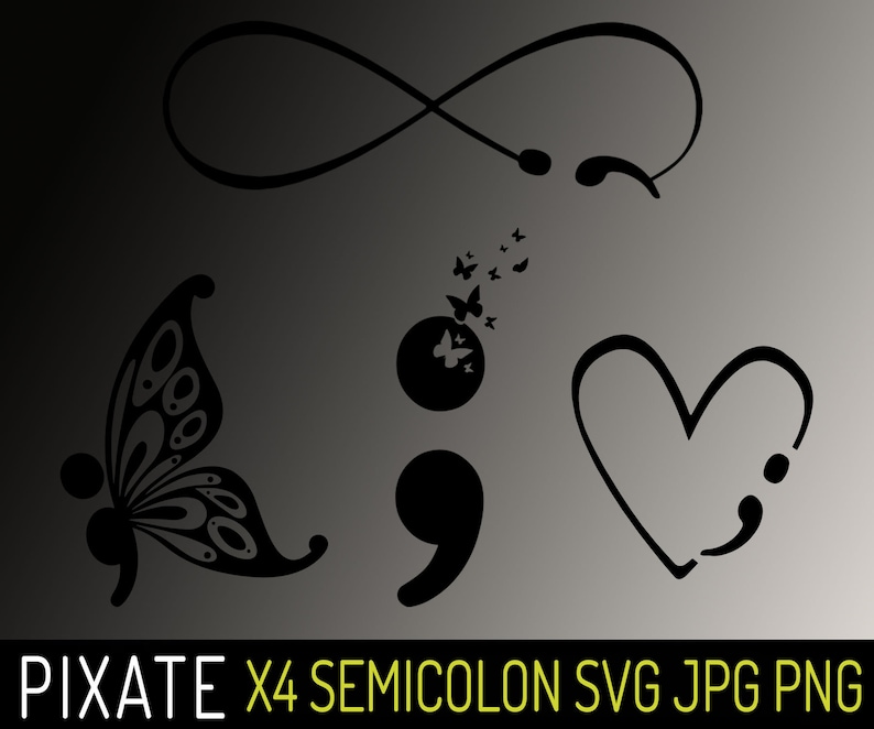 Semicolon SVG PNG JPG Bundle Suicide Awareness Clipart | Etsy