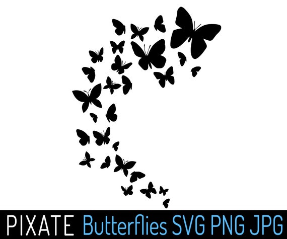 Fliegende Schmetterlinge Silhouette SVG PNG JPG, Schmetterling