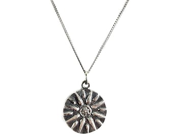 Greek Vergina Sun Pendant Two-Sided in Sterling Silver, Vergina Sun, Greek Jewelry, Greek Necklace, Greek Pendant, Symbolic Pendant