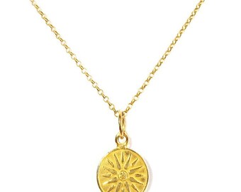 Vergina Sun Pendant Necklace, Vergina Sun, Greek Jewelry, Greek Necklace, Greek Pendant, Symbolic Pendant, Sun Charm, Greek God Helios