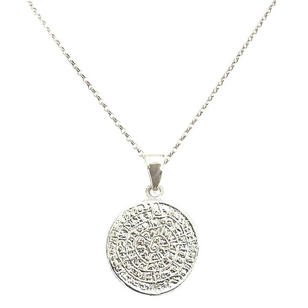 Greek Phaistos Disc Pendant in .925 Sterling Silver, Phaestos Disc, Phaestos Disk, Greek Pendant, Greek Jewelry, Ancient Greece