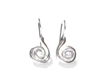 Spiral Earrings in .925 Sterling Silver, Greek Earrings, Greek Jewelry, Spiral Earrings, Silver Spiral Earrings, Spiral, Symbolic Earrings