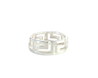 Greek Key Ring Meander in Sterling Silver, Greek Key Ring, Greek Ring, Greek Jewelry, Greek Key, Grecian Ring, Symbolic Ring, Ancient Greece