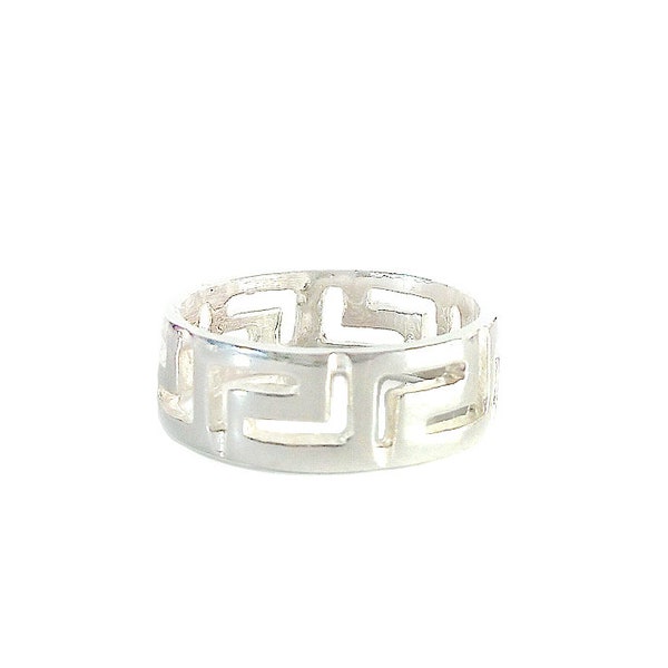 Greek Key Ring Meander in Sterling Silver, Greek Key Ring, Greek Ring, Greek Jewelry, Greek Key, Grecian Ring, Symbolic Ring, Ancient Greece