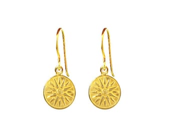 Vergina Sun Earrings, Vergina Sun, Greek Jewelry, Greek Earrings, Grecian Jewelry, Grecian Earrings, Symbolic Earrings, Sun Charm