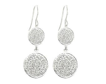 Greek Phaistos Double Disc Earrings, Phaistos Disc, Phaistos Disk, Greek Earrings, Greek Jewelry, Phaistos Disc Earrings, Minoan Earrings