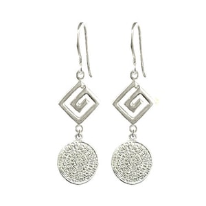 Greek Key Phaistos Disc Earrings, Greek Earrings, Greek Jewelry, Greek Key, Meander, Phaistos Disc, Ancient Greek Earrings, Greece Jewelry