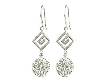 Greek Key Phaistos Disc Earrings, Greek Earrings, Greek Jewelry, Greek Key, Meander, Phaistos Disc, Ancient Greek Earrings, Greece Jewelry