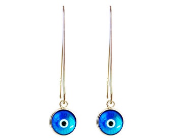 Evil Eye Sterling Silver Earrings, Turquoise Blue, Blue Evil Eye, Silver Evil Eye, Evil Eye Jewelry, Mauvais œil, Greek Jewelry, Malocchio