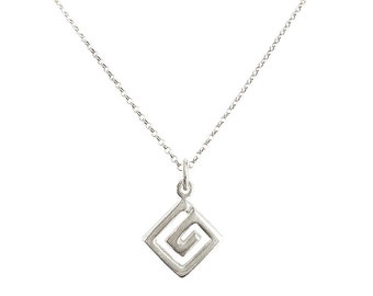 Greek Key Pendant Necklace Meander in .925 Sterling Silver, Greek Key Neckace, Greek Key Jewelry, Greek Jewelry, Greek Necklace, Meander
