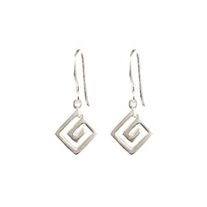 Pendientes de llave griega Meander en plata de ley .925, pendientes griegos, joyería griega, llave griega, Meander, pendientes étnicos, joyería étnica