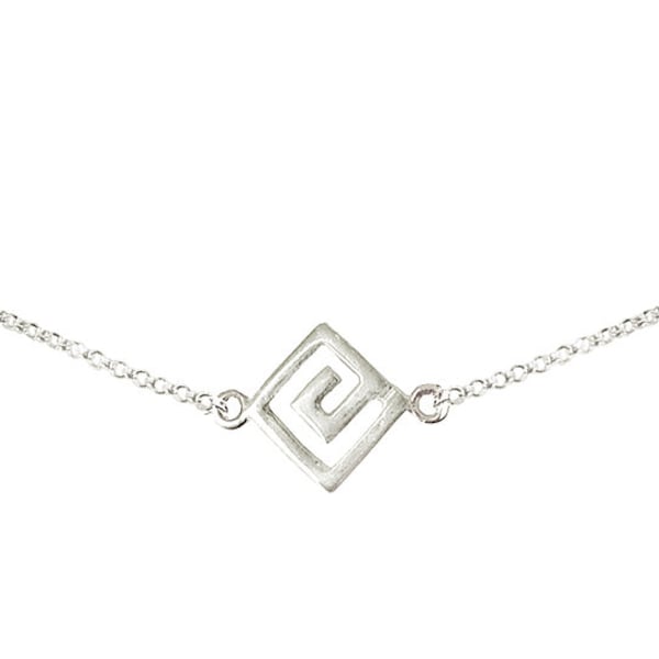 Greek Key Pendant Choker Meander in .925 Sterling Silver, Greek Key, Greek Key Necklace, Greek Necklace, Greek Jewelry, Ethnic Jewelry