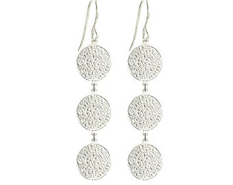 Greek Phaistos Triple Disc Earrings, Phaistos Disc, Greek Earrings, Greek Jewelry, Phaistos Disc Earrings, Greece Jewelry, Minoan Earrings