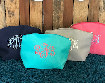 Monogram Cosmetic Bag - Embroidered Monogram Makeup Bag - Monogram Toiletry Bag - Monogrammed Cosmetic Bag - Embroidery Monogram