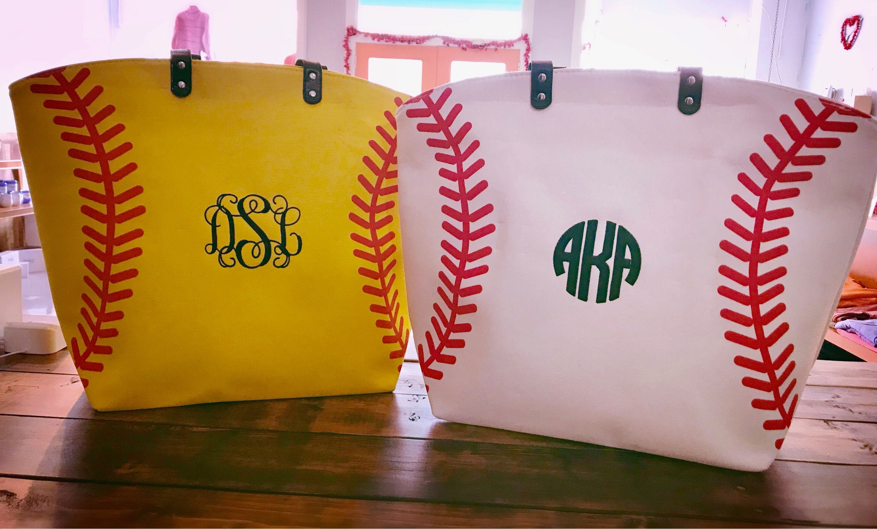 Monogram Baseball Tote Bag Monogram Softball Tote Bag Etsy