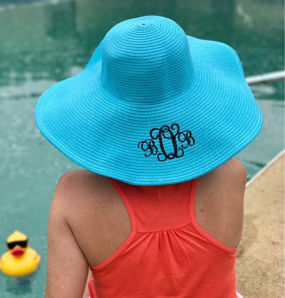 SALE Monogram Floppy Hat Monogram Beach Hat Monogrammed | Etsy