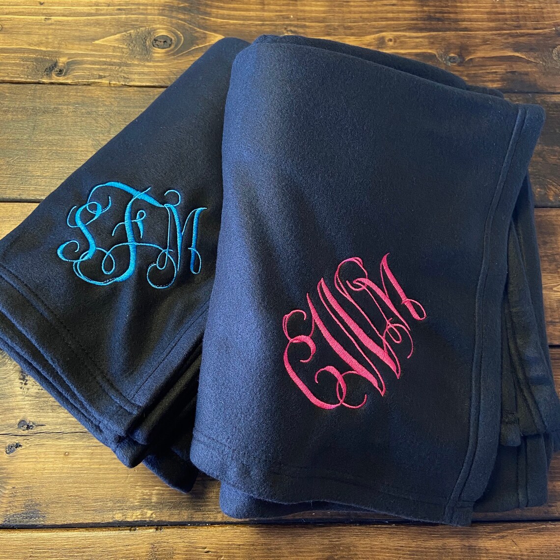 Monogram Blanket Fleece Blanket Monogrammed Fleece Blanket Etsy